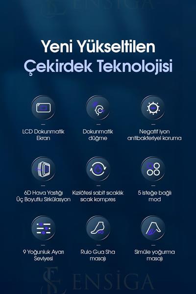 Hava Yastıklı - Kumandalı - 6D Ayak Masaj Makinesi - Yoğurma Sıcak Kompres Tam Sarılı Ayak Masajı