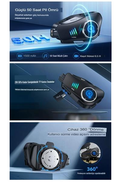 HD 1080P Kameralı Bluetooth kulaklık İntercom kask  WiFi DVR gürültüsüz motosiklet kulaklık