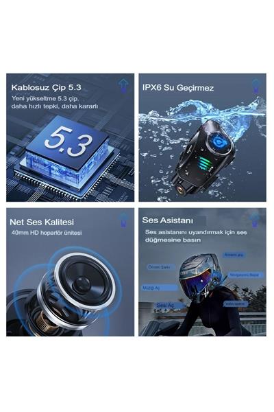 HD 1080P Kameralı Bluetooth kulaklık İntercom kask  WiFi DVR gürültüsüz motosiklet kulaklık