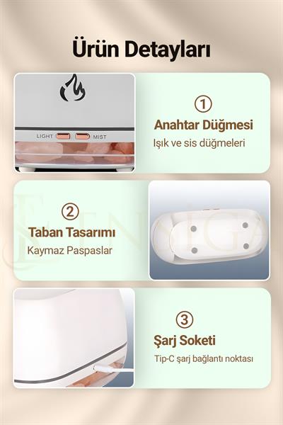 Humidifier 200 ml Salt Lamp | Ultrasonik Gece Lambası | Kaya Tuzlu Hava Nemlendirici Tuz Hediyeli