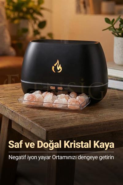 Humidifier 200 ml Salt Lamp | Ultrasonik Gece Lambası | Kaya Tuzlu Hava Nemlendirici Tuz Hediyeli