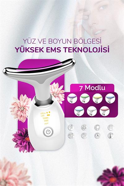 Işık Terapisi Ems Güzellik Gıdık,Sarkma,Yüz Cihazı 7 Modlu Yüz İçin Kırmızı
