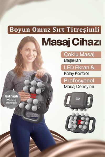 Isıtmalı 16 Başlıklı Elektrikli Masaj Aleti – Boyun Omuz Sırt Titreşimli Taşınabilir Masaj Cihazı
