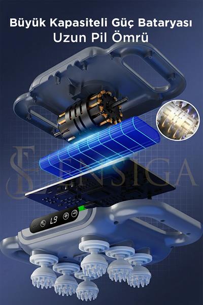 Isıtmalı Çok Başlıklı Elektrikli Masaj Aleti Taşınabilir Boyun Omuz Sırt Masaj Cihazı LED Ekranlı