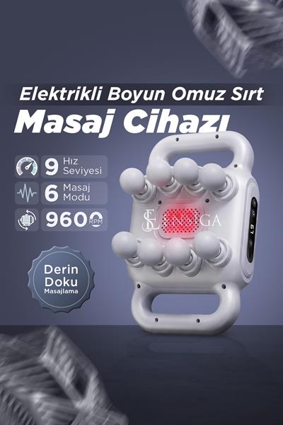 Isıtmalı Çok Başlıklı Elektrikli Masaj Aleti Taşınabilir Boyun Omuz Sırt Masaj Cihazı LED Ekranlı