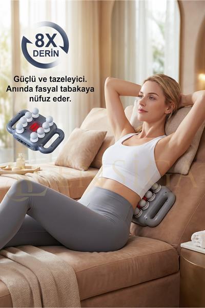 Isıtmalı Çok Başlıklı Elektrikli Masaj Aleti Taşınabilir Boyun Omuz Sırt Masaj Cihazı LED Ekranlı