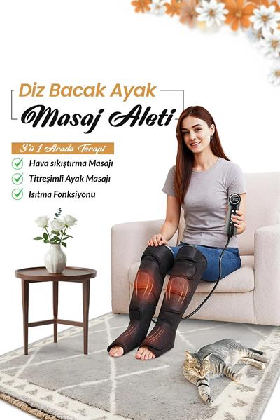 Isıtmalı Hava Sıkıştırmalı Diz Bacak Ayak Masaj Aleti Kas Artrit Ağrısı Eklem Terapisi