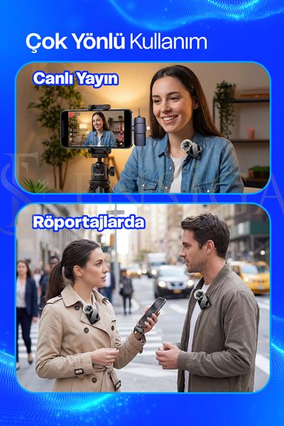 Kablosuz 2li Yaka Mikrofonu ile Profesyonel Ses Kalitesi 3in1