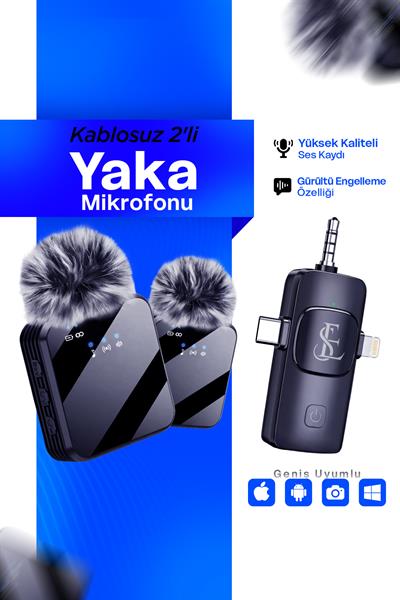 Kablosuz 2li Yaka Mikrofonu ile Profesyonel Ses Kalitesi 3in1