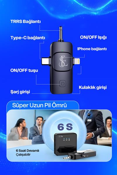 Kablosuz 2li Yaka Mikrofonu ile Profesyonel Ses Kalitesi 3in1