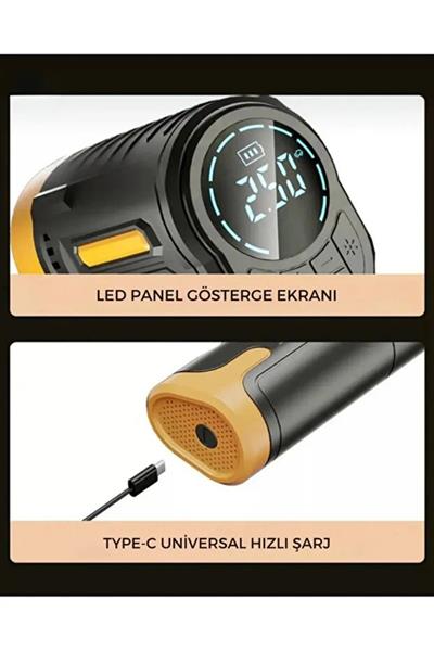 Kablosuz Dijital Hava Kompresörü Şarjlı Mini Lastik Şişirme Pompası LED Işıklı Taşınabilir 150 PSI