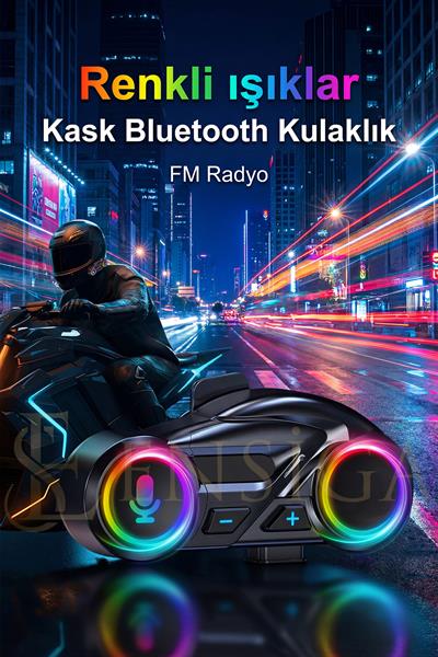 Kablosuz Interkom RGB Işıklı FM Radyo IP56 Suya Toza Dayanıklı Motosiklet Bluetooth Kulaklık