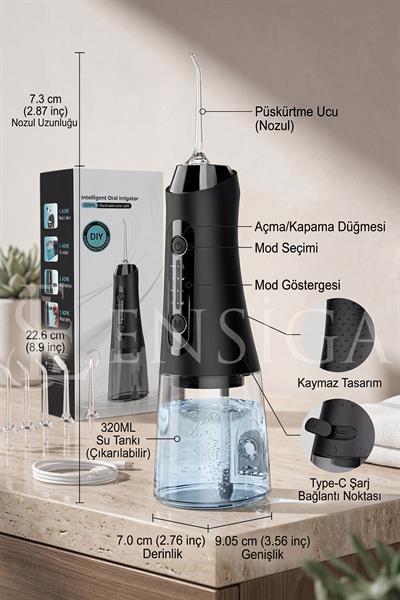 Kablosuz IPX7 Ağız Duşu Diş Temizleme Cihazı Şarjlı Su Püskürtmeli Diş İpi Temizleyici