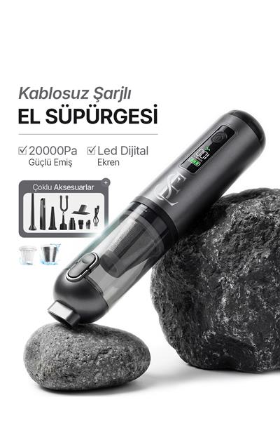 Kablosuz Şarjlı El Süpürgesi 20000Pa Güçlü Emiş, Dijital Ekran, Type‑C 120W