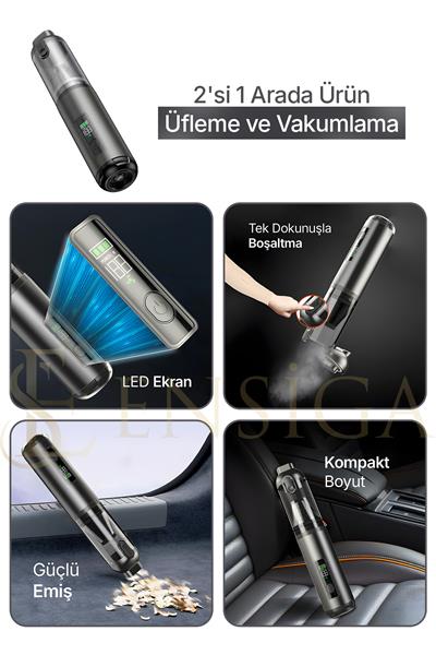 Kablosuz Şarjlı El Süpürgesi 20000Pa Güçlü Emiş, Dijital Ekran, Type‑C 120W