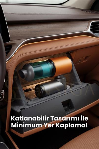 Katlanabilir Kablosuz Araç Süpürgesi 20.000 Pa Güçlü Emiş Üfleme + Çekme LCD Ekranlı