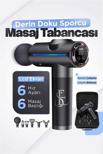 LCD ekran Işıklı Derin Doku Masaj Tabancası 6 Kademe Sessiz Motor Sporcu Masaj Aleti Kas Rahatlatıcı