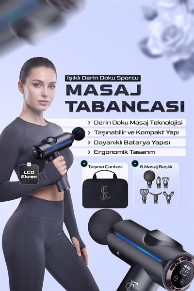 LCD ekran Işıklı Derin Doku Masaj Tabancası 6 Kademe Sessiz Motor Sporcu Masaj Aleti Kas Rahatlatıcı