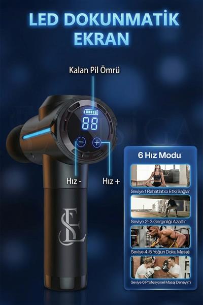 LCD ekran Işıklı Derin Doku Masaj Tabancası 6 Kademe Sessiz Motor Sporcu Masaj Aleti Kas Rahatlatıcı