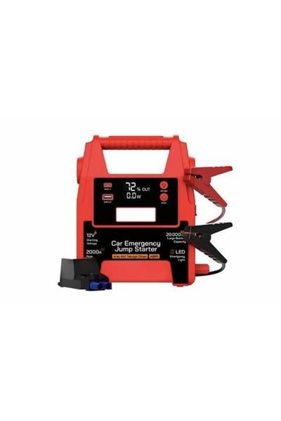 LCD Ekranlı 20000 mAh Akü Takviye Cihazı 2000A Jump Starter Powerbank LED Işıklı