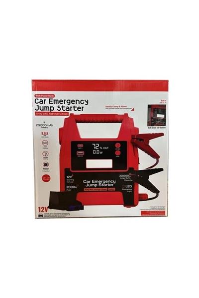 LCD Ekranlı 20000 mAh Akü Takviye Cihazı 2000A Jump Starter Powerbank LED Işıklı