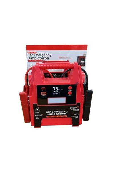 LCD Ekranlı 20000 mAh Akü Takviye Cihazı 2000A Jump Starter Powerbank LED Işıklı