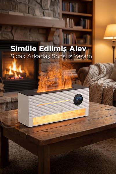 LED Alev Efektli Ultrasonik Hava Nemlendirici & Aroma Difüzör