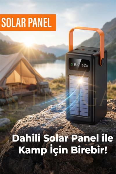 LED Göstergeli Işıklı 80000 mAh Solar Powerbank Güneş Panelli Kamp Outdoor Taşınabilir Şarj Cihazı