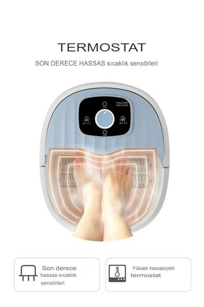 Manuel Ayak Masajı Isıtmalı Spa Sulu Ayak Banyosu Akapuntur 8 Rulo Ayak Spa Masaj başlıklı