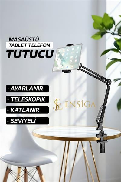 Masaüstü Tablet Telefon Tutucu Ayarlanır Teleskopik Katlanır Seviyeli Tutucu
