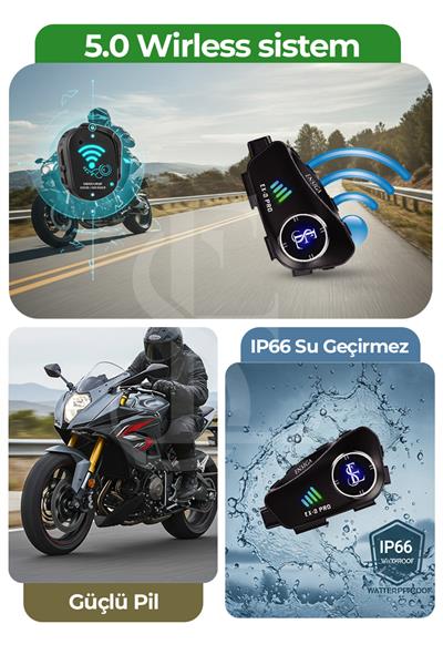 Mega 2 kişi Bağlantılı Kameralı Video Kayıtlı Motorcu İntercoom kurye Kask Kulaklık 
