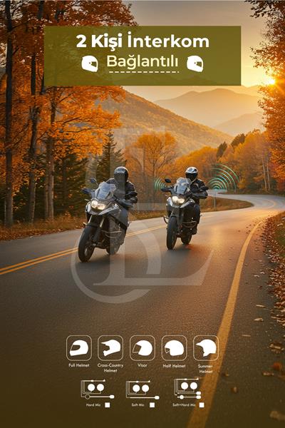 Mega 2 kişi Bağlantılı Kameralı Video Kayıtlı Motorcu İntercoom kurye Kask Kulaklık 