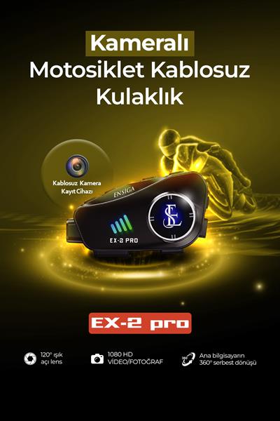 Mega 2 kişi Bağlantılı Kameralı Video Kayıtlı Motorcu İntercoom kurye Kask Kulaklık 