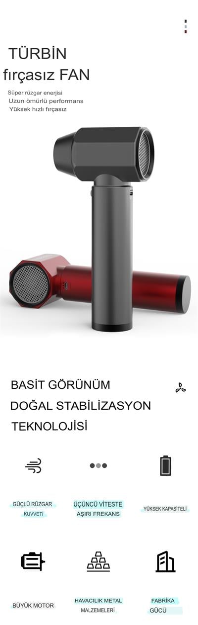 Mega Büyük 80.000 RPM Şiddetli Turbo Jet Fan Profesyonel 52mm Motor El Tipi  Üfleyici Araç Makine