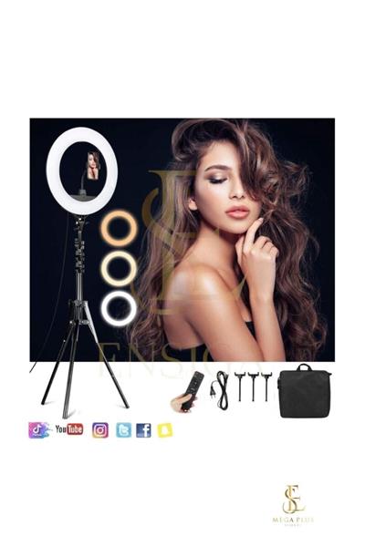 Megalux 18 Inç Ring Light Youtuber Makyaj Güzellik 5500k 48w Kuaför Kit Çantalı Ve Kumandalı