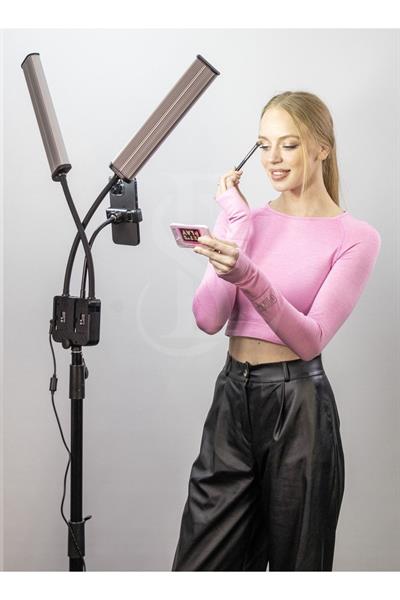 Megalux Çift Kollu Led Dolgu Işığı Fotoğraf Stüdyosu Tripod Ile Lcd Ekran Fotoğraf Selfie Aydınlatma