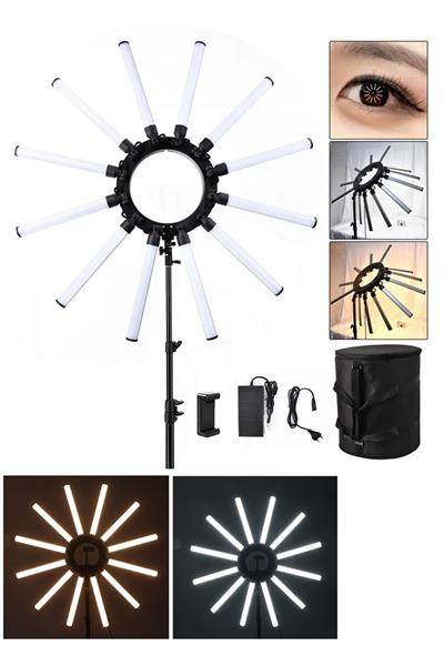 MegaMax 12 Kollu Profesyonel Stüdyo Beauty Tatto İnfluencer Çekim Işığı  Led + Tripod