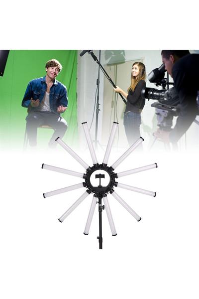 MegaMax 12 Kollu Profesyonel Stüdyo Beauty Tatto İnfluencer Çekim Işığı  Led + Tripod