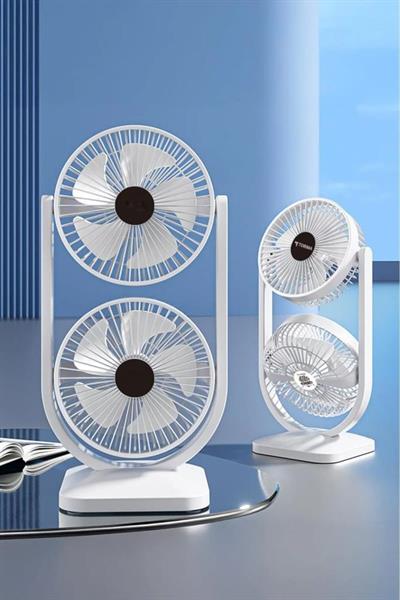 Mini Fan | Taşınabilir Çift Başlıklı Sessiz Vantilatör | Type-C Girişli, 3 Kademel