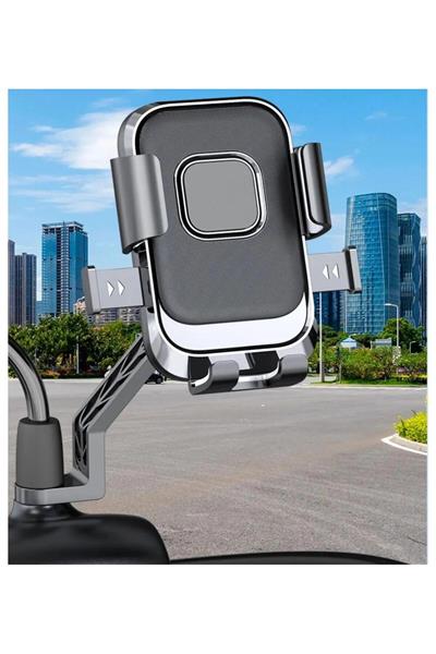 Motosiklet Bisiklet Telefon Tutucu 360° Döner Tek Dokunuş Otomatik Kilit Gidon Aparatı