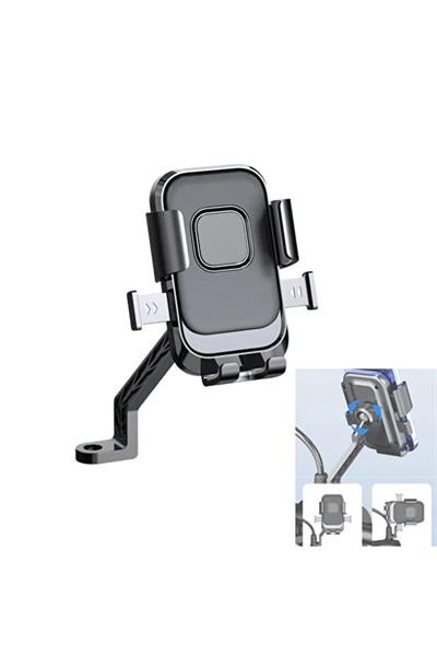 Motosiklet Bisiklet Telefon Tutucu 360° Döner Tek Dokunuş Otomatik Kilit Gidon Aparatı