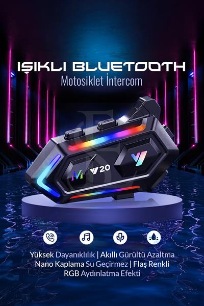 Motosiklet İntercom Kask kulaklık RGB Işıklı Bluetooth BT5.3 Stereo Su Geçirmez Kulaklık