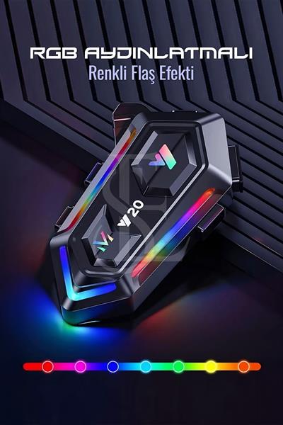 Motosiklet İntercom Kask kulaklık RGB Işıklı Bluetooth BT5.3 Stereo Su Geçirmez Kulaklık