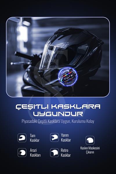 Motosiklet İntercom Kask kulaklık RGB Işıklı Bluetooth BT5.3 Stereo Su Geçirmez Kulaklık