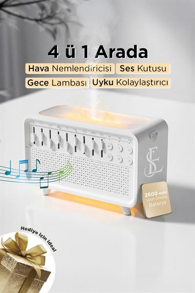 Nemlendirici Ses Kutusu Ve Gece Lambası 8 Ortam Sesi Uyku Kolaylaştırıcısı