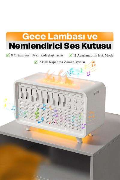 Nemlendirici Ses Kutusu Ve Gece Lambası 8 Ortam Sesi Uyku Kolaylaştırıcısı