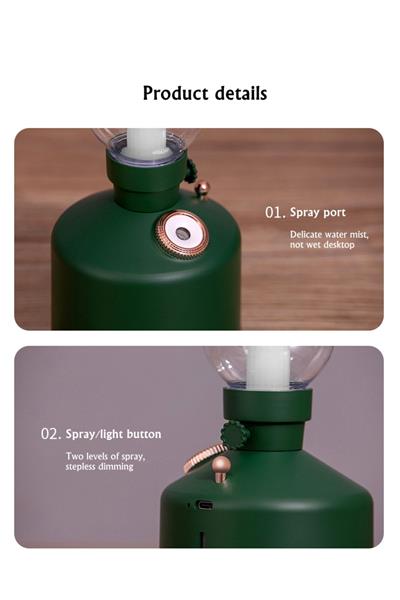 Nostalji Hava Nemlendirici Ile Led Işık Aromaterapi Difüzör Kablosuz Mist Maker Usb Şarj Edilebilir