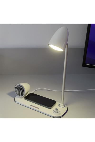 Nostalji Kablosuz Masa Şarj Aleti 15w, Bluetooth Hoparlör 5w, Masa Lambası