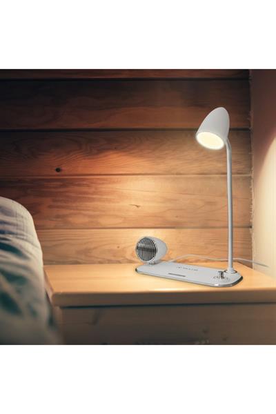 Nostalji Kablosuz Masa Şarj Aleti 15w, Bluetooth Hoparlör 5w, Masa Lambası