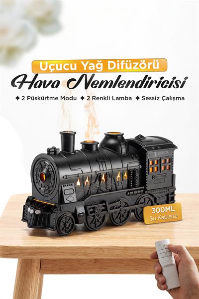 Nostaljik Eski Tren Modeli Uçucu Yağ Difüzörü, Uzaktan Kumandalı Aromaterapi Nemlendirici